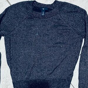 GAP Black Shiny Crew Neck Sweater